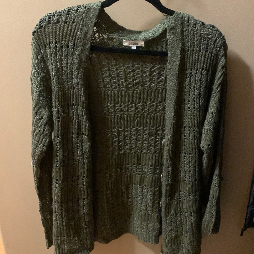 Dark green button down womens cardigan